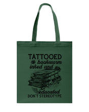Load image into Gallery viewer, Tattooed Bookwarm Inked And Educated T-Shirt Basketweave Tote Bag