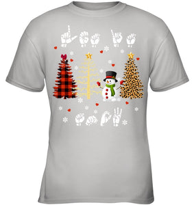 Let It Snow Christmas Snowman Asl Gift Tee Youth Tee