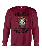 Load image into Gallery viewer, My Inner Heifer Doesn&#39;t Play Nice Funny Quote T-Shirt Sweatshirt