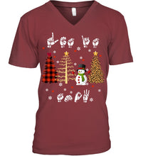 Load image into Gallery viewer, Let It Snow Christmas Snowman Asl Gift Tee Guys V-Neck