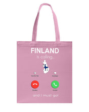 Load image into Gallery viewer, Finland Is Calling Funny Elf Christmas T-Shirt Basketweave Tote Bag