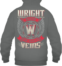 Load image into Gallery viewer, Wright Blood Runs Through Veins Black Quote Name T-Shirt Hoodie