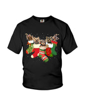Load image into Gallery viewer, Yorkies In The Socks For Yorkie Lovers Christmas Gift Youth Tee