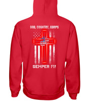 Load image into Gallery viewer, God Country Corps Semper Fi Black T-Shirt Hoodie
