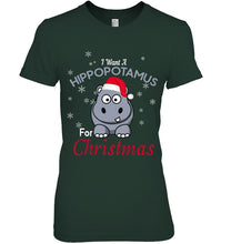 Load image into Gallery viewer, I Want A Hippopotamus For Christmas Shirt Ladies Tee