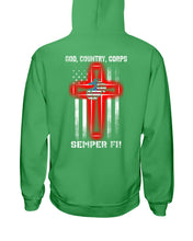Load image into Gallery viewer, God Country Corps Semper Fi Black T-Shirt Hoodie