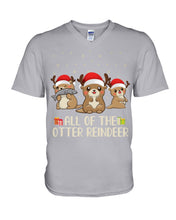 Load image into Gallery viewer, Merry Ottermas All Of The Otter Reindeer Black T-Shirt Guys V-Neck