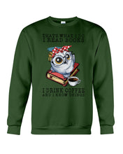 Load image into Gallery viewer, Cute Owl Read Books And Drink Coffee Funny T-Shirt Sweatshirt