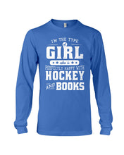 Load image into Gallery viewer, Girl Who Loves Hockey And Books Quote Name T-Shirt Unisex Long Sleeve