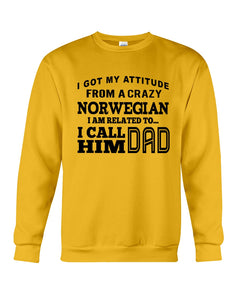 Attitude From Crazy Norwegian Dad Norway Love T-Shirt For Dad Sweatshirt