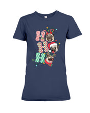 Load image into Gallery viewer, Pug Lover Christmas Hohoho Funny T-Shirt Ladies Tee
