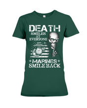 Load image into Gallery viewer, Death Smiles At Every Marines Smile Back Ladies Tee