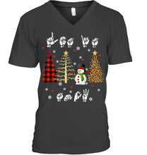 Load image into Gallery viewer, Let It Snow Christmas Snowman Asl Gift Tee Guys V-Neck