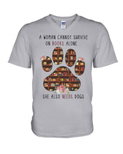 Load image into Gallery viewer, A Woman Cannot Survive On Books Alone T-Shirt Guys V-Neck