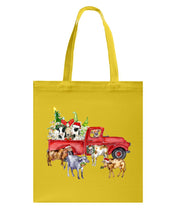 Load image into Gallery viewer, Merry Christmas In Town Cow Lovers Gift For Farmers Basketweave Tote Bag