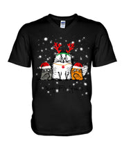 Load image into Gallery viewer, Merry Fluffmas Cute Cats Gift For Cat Lovers Guys V-Neck