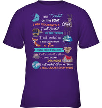 Load image into Gallery viewer, Crocheting Everywhere Black Quote T-Shirt Youth Tee