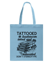 Load image into Gallery viewer, Tattooed Bookwarm Inked And Educated T-Shirt Basketweave Tote Bag