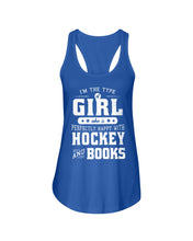 Load image into Gallery viewer, Girl Who Loves Hockey And Books Quote Name T-Shirt Ladies Flowy Tank