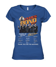 Load image into Gallery viewer, James Bond Anniversary Autograph 1962-2020 T-Shirt Ladies V-Neck