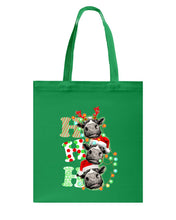 Load image into Gallery viewer, Funny Cows Ho Ho Ho Christmas Gift For Cow Lovers Basketweave Tote Bag