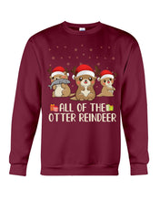 Load image into Gallery viewer, Merry Ottermas All Of The Otter Reindeer Black T-Shirt Sweatshirt