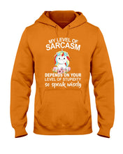 Load image into Gallery viewer, Unicorn Sarcasm Speak Wisely Funny Quote Hoodie