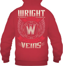 Load image into Gallery viewer, Wright Blood Runs Through Veins Black Quote Name T-Shirt Hoodie