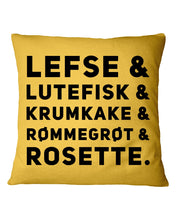 Load image into Gallery viewer, Lefse Lutefisk Krumkake Quote T-Shirt Gift Pillow Cover