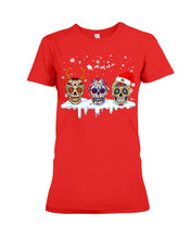 Load image into Gallery viewer, Merry Christmas Three Skulls Christmas T-Shirt Gift Ladies Tee