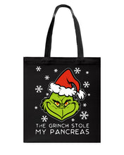 Load image into Gallery viewer, The Grinch Stole My Pancreas Basketweave Tote Bag