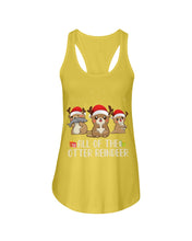 Load image into Gallery viewer, Merry Ottermas All Of The Otter Reindeer Black T-Shirt Ladies Flowy Tank