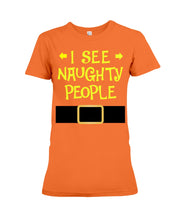 Load image into Gallery viewer, Santa Claus I See Naughty People Christmas T-Shirt Ladies Tee