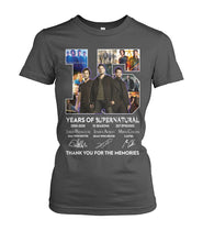 Load image into Gallery viewer, Supernatural 15 Years Anniversary Gift For Fan Black T-Shirt Ladies Tee