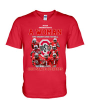 Load image into Gallery viewer, Woman Loves Ohio States Buckeyes American Football Ncaa 2019 T-Shirt Guys V-Neck