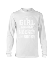 Load image into Gallery viewer, Girl Who Loves Hockey And Books Quote Name T-Shirt Unisex Long Sleeve