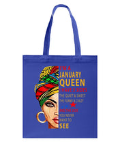 Load image into Gallery viewer, January Queen 3 Sides Horoscopes T-Shirt Basketweave Tote Bag