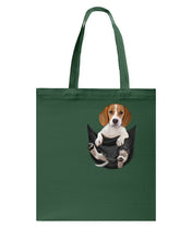 Load image into Gallery viewer, Beagle In The Pocket Funny T-Shirt Basketweave Tote Bag