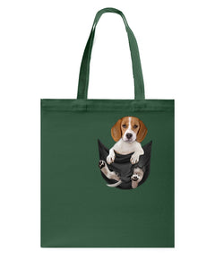 Beagle In The Pocket Funny T-Shirt Basketweave Tote Bag