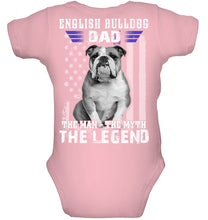 Load image into Gallery viewer, English Bulldog  - The Man - The Myth - The Legend Black T-Shirt Baby Onesie