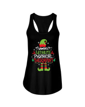 Load image into Gallery viewer, Santa's Favorite Physical Therapist Black T-Shirt Ladies Flowy Tank