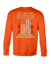 Load image into Gallery viewer, Lived By A Code Back Side T-Shirt Sweatshirt