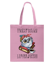 Load image into Gallery viewer, Cute Owl Read Books And Drink Coffee Funny T-Shirt Basketweave Tote Bag