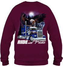 Load image into Gallery viewer, Ride With Pride Wolf Truck Black T-Shirt Sweatshirt