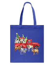 Load image into Gallery viewer, Merry Christmas In Town Cow Lovers Gift For Farmers Basketweave Tote Bag
