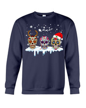 Load image into Gallery viewer, Merry Christmas Three Skulls Christmas T-Shirt Gift Sweatshirt