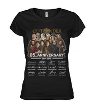 Load image into Gallery viewer, Outlander Tv Series 5 Years Anniversary 2014 - 2019 Autograph T-Shirt Ladies V-Neck