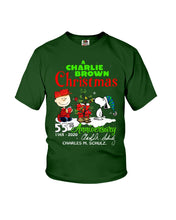 Load image into Gallery viewer, 55Th Anniversary A Charlie Brown Christmas Black T-Shirt Youth Tee