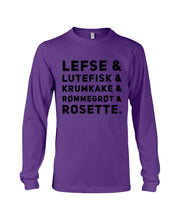 Load image into Gallery viewer, Lefse Lutefisk Krumkake Quote T-Shirt Gift Unisex Long Sleeve
