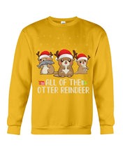 Load image into Gallery viewer, Merry Ottermas All Of The Otter Reindeer Black T-Shirt Sweatshirt